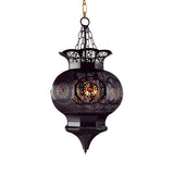 Art Deco Black Dining Room Hollow Lantern Chandelier Image - 4