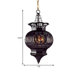 Art Deco Black Dining Room Hollow Lantern Chandelier Image - 5