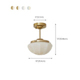 Art Deco Brass Frosted Glass Semi Flush Pendant Light #size