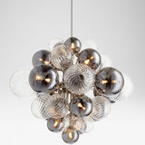 Art Deco Bubble Chandelier Smoke and Clear Glass Globes Image - 10