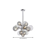 Art Deco Bubble Chandelier Smoke and Clear Glass Globes #size