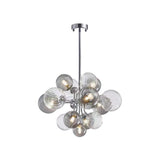 Art Deco Bubble Chandelier Smoke and Clear Glass Globes Image - 5