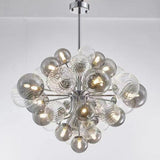 Art Deco Bubble Chandelier Smoke and Clear Glass Globes Image - 7