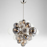 Art Deco Bubble Chandelier Smoke and Clear Glass Globes Image - 8