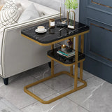 Art Deco C-Shaped Gold Composite Manufactured Wood End Table Image - 4