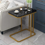 Art Deco C-Shaped Gold Composite Manufactured Wood End Table Image - 8