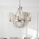 Art Deco Clear Glass Feather Chandelier Adjustable Height Image - 2