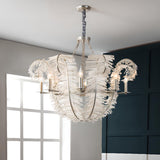 Art Deco Clear Glass Feather Chandelier Adjustable Height Image - 3