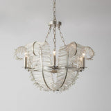 Art Deco Clear Glass Feather Chandelier Adjustable Height Image - 4