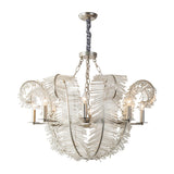 Art Deco Clear Glass Feather Chandelier Adjustable Height Image - 5