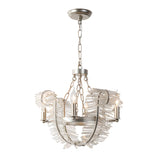 Art Deco Clear Glass Feather Chandelier Adjustable Height Image - 6