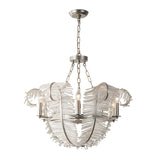 Art Deco Clear Glass Feather Chandelier Adjustable Height Image - 7