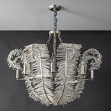 Art Deco Clear Glass Feather Chandelier Adjustable Height Image - 8