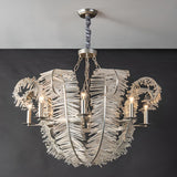 Art Deco Clear Glass Feather Chandelier Adjustable Height Image - 9