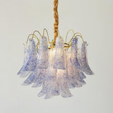 Art Deco Colorful 3 Tiers Glass Leaf Flower Chandelier Image - 12