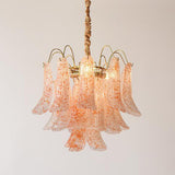 Art Deco Colorful 3 Tiers Glass Leaf Flower Chandelier Image - 2