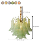 Art Deco Colorful 3 Tiers Glass Leaf Flower Chandelier #size