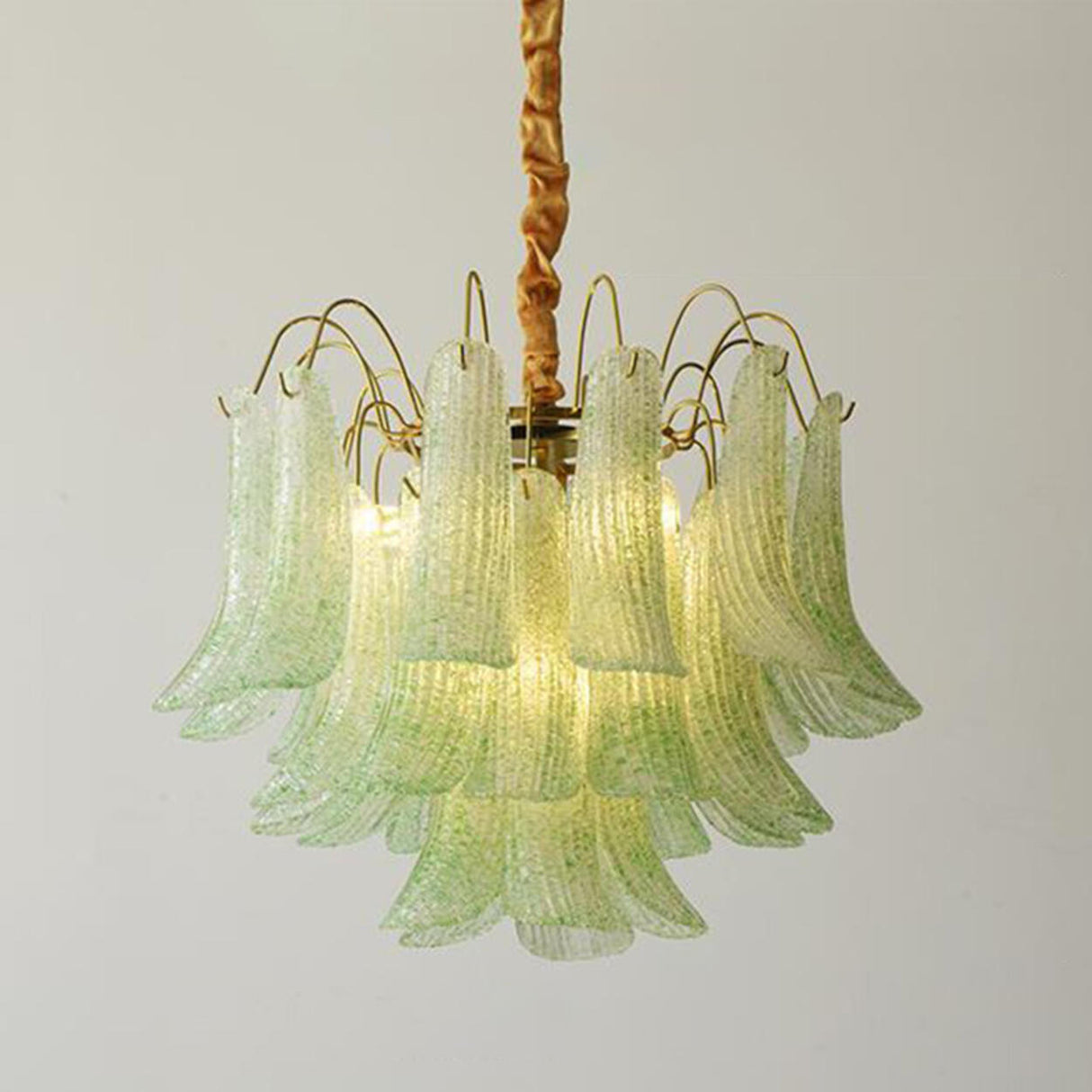 Art Deco Colorful 3 Tiers Glass Leaf Flower Chandelier Image - 7