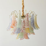 Art Deco Colorful 3 Tiers Glass Leaf Flower Chandelier Image - 8