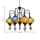 Art Deco Colorful Mosaic Glass Oval Pendant Chandelier #size