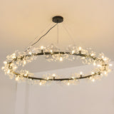 Art Deco Crystal Starburst Ring Chandelier Adjustable Height Image - 11