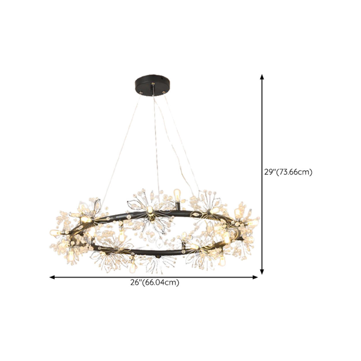 Art Deco Crystal Starburst Ring Chandelier Adjustable Height Image - 16