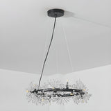 Art Deco Crystal Starburst Ring Chandelier Adjustable Height Image - 6