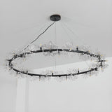 Art Deco Crystal Starburst Ring Chandelier Adjustable Height Image - 8