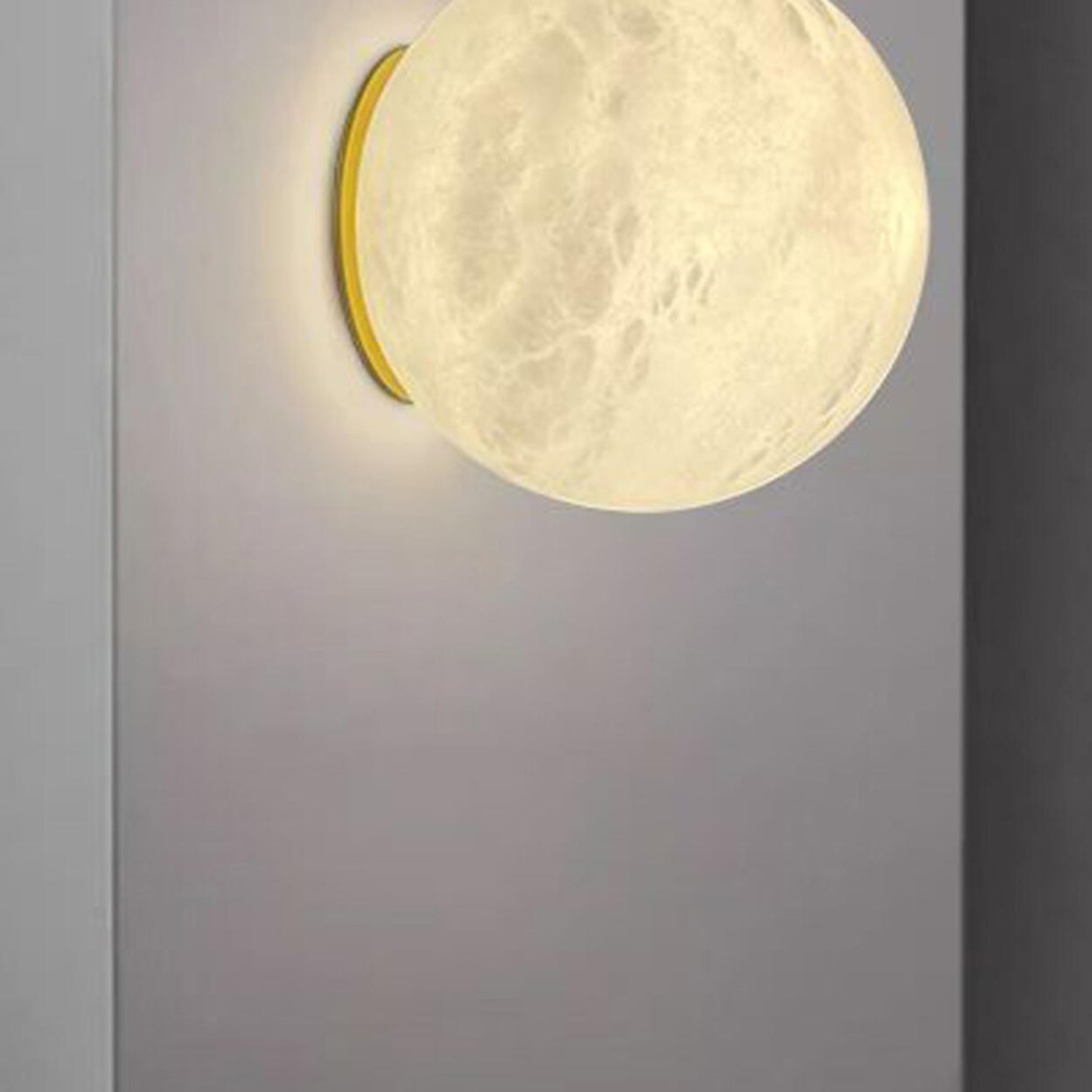 Art Deco Gold Base White Stone Moon Wall Sconce Image - 10