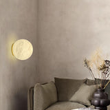 Art Deco Gold Base White Stone Moon Wall Sconce Image - 4