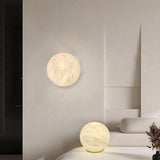 Art Deco Gold Base White Stone Moon Wall Sconce Image - 5