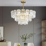 Art Deco Gold Luxury Snowflake Crystal Chandelier Image - 1