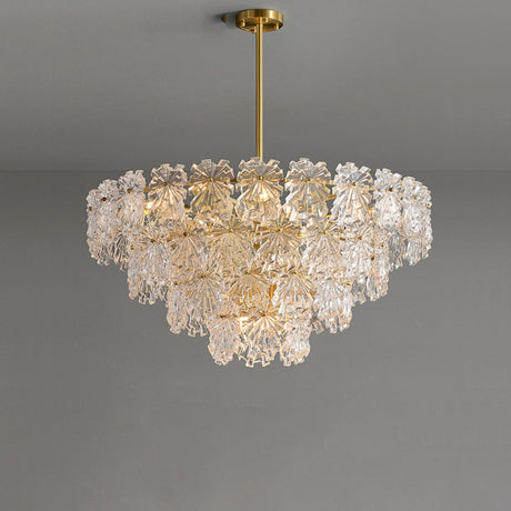 Art Deco Gold Luxury Snowflake Crystal Chandelier Image - 9