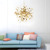 Art Deco Gold Metal Discs Abstract Living Room Pendant Light Image - 2