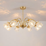 Art Deco Gold Round Floral Glass Petal Chandelier Image - 14