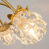 Art Deco Gold Round Floral Glass Petal Chandelier Image - 19