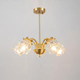 Art Deco Gold Round Floral Glass Petal Chandelier Image - 2