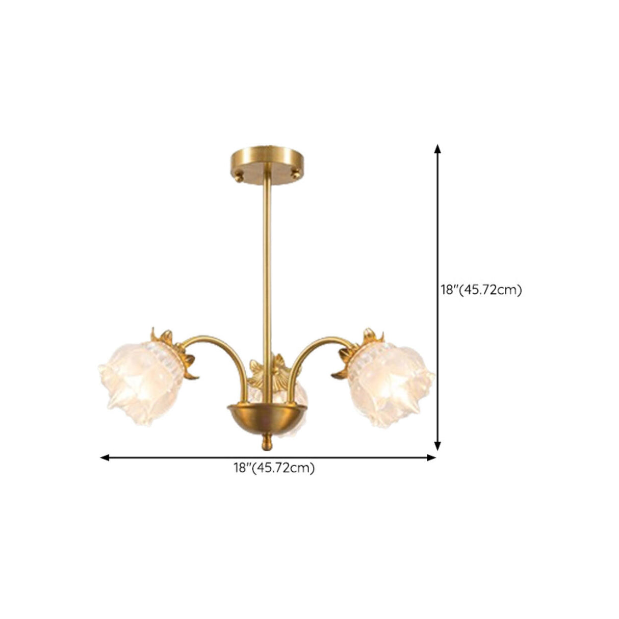 Art Deco Gold Round Floral Glass Petal Chandelier 