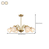 Art Deco Gold Round Floral Glass Petal Chandelier Image - 22