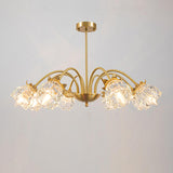 Art Deco Gold Round Floral Glass Petal Chandelier Image - 5