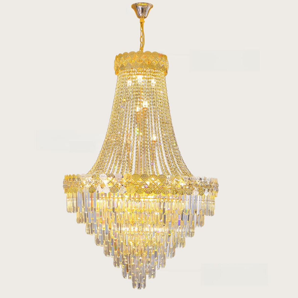 Art Deco Luxury Crystal Gold Chandelier Adjustable Height Image - 10