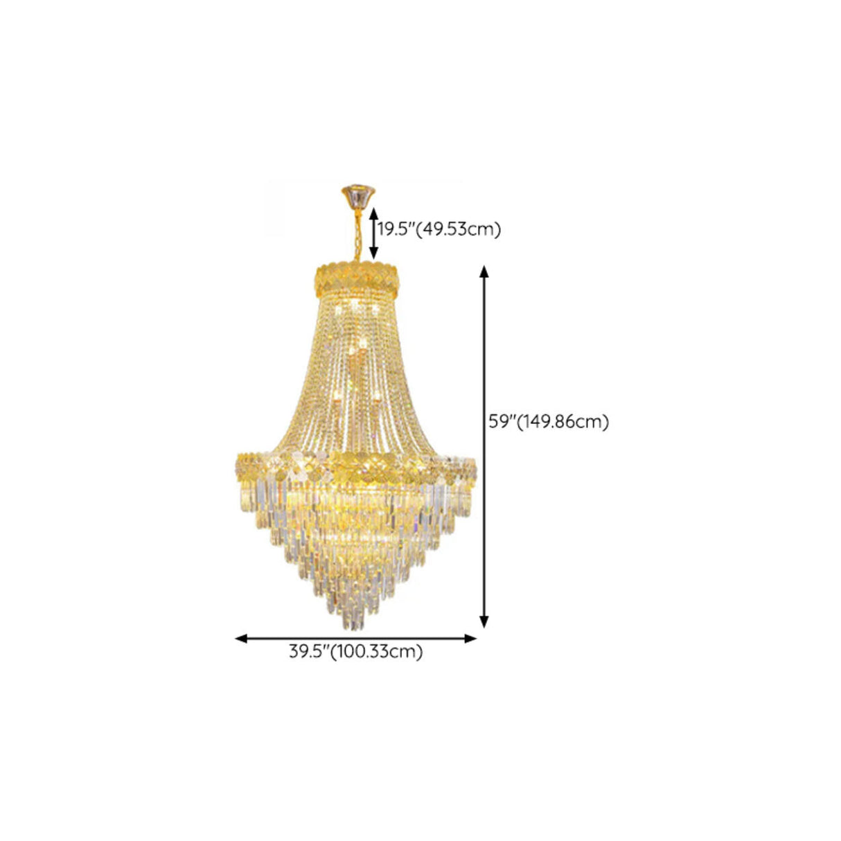 Art Deco Luxury Crystal Gold Chandelier Adjustable Height Image - 17