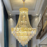 Art Deco Luxury Crystal Gold Chandelier Adjustable Height Image - 2