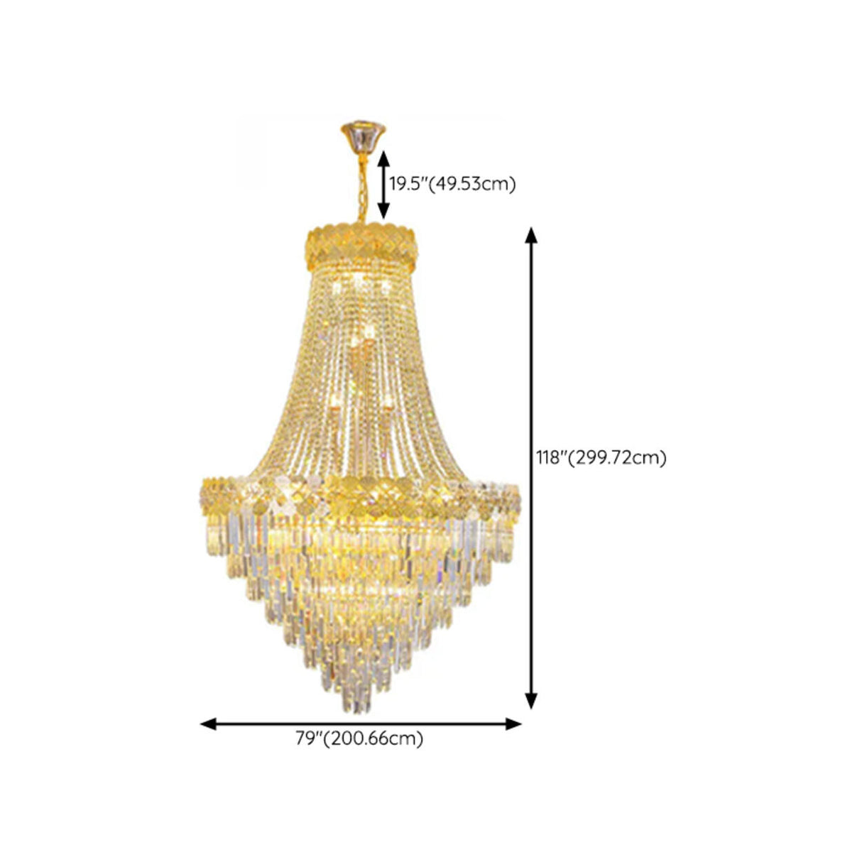 Art Deco Luxury Crystal Gold Chandelier Adjustable Height Image - 21