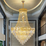 Art Deco Luxury Crystal Gold Chandelier Adjustable Height Image - 3