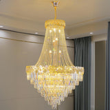 Art Deco Luxury Crystal Gold Chandelier Adjustable Height Image - 4