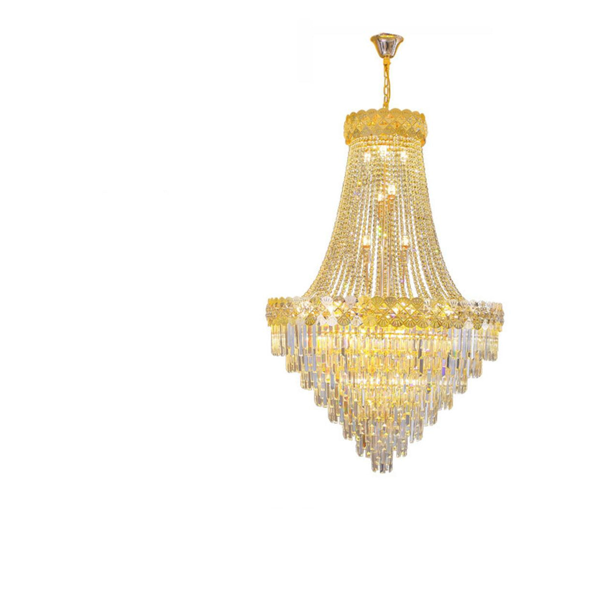 Art Deco Luxury Crystal Gold Chandelier Adjustable Height Image - 6