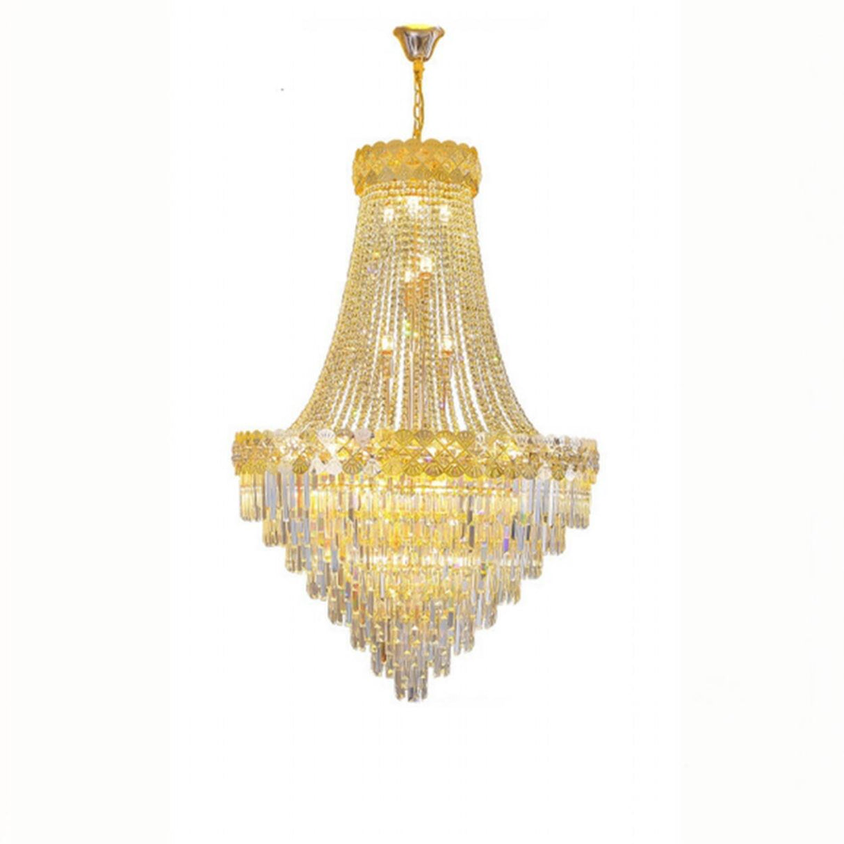 Art Deco Luxury Crystal Gold Chandelier Adjustable Height Image - 8