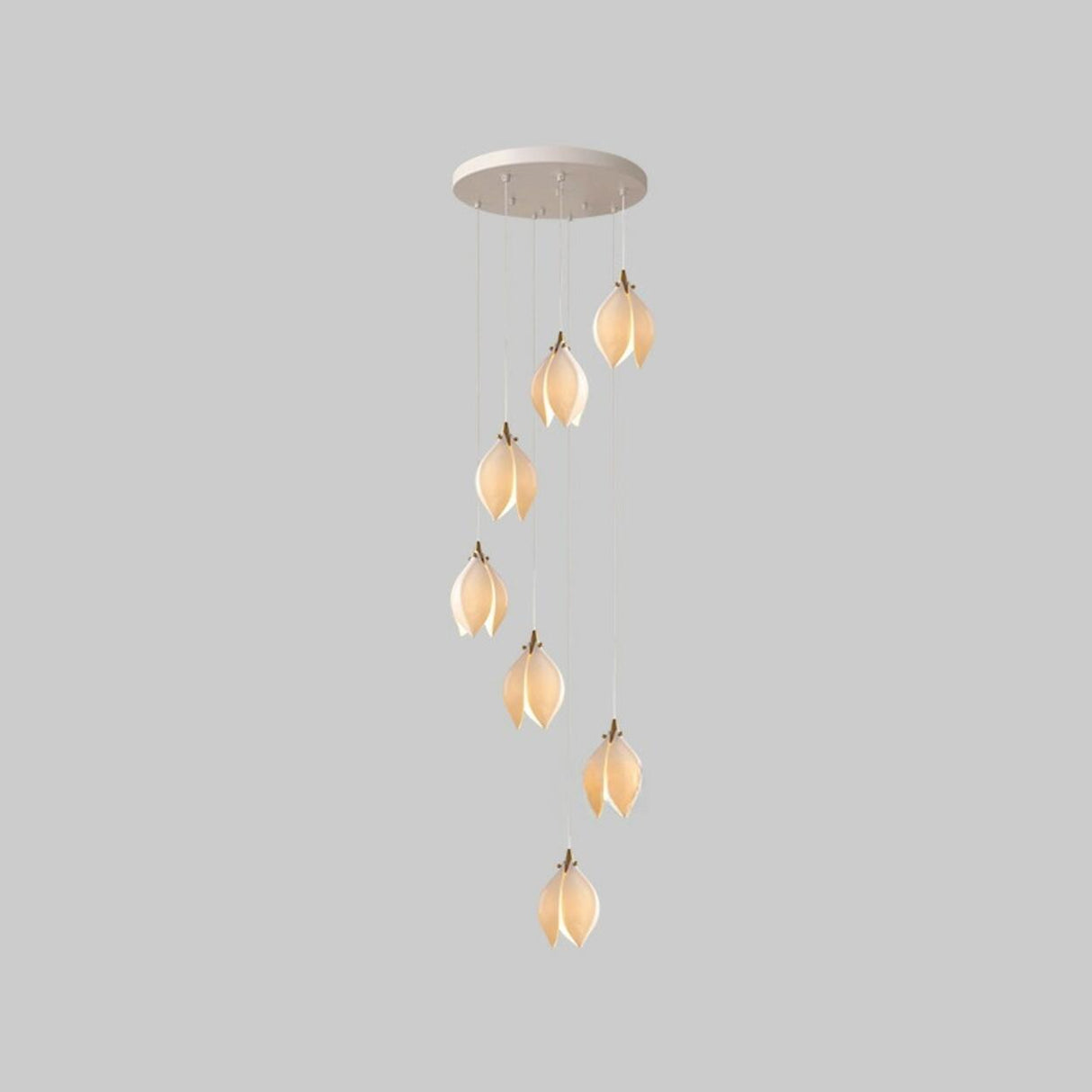 Art Deco Modern Ceramic Flower Lotus Pendant Light Image - 10