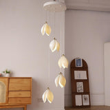 Art Deco Modern Ceramic Flower Lotus Pendant Light Image - 17